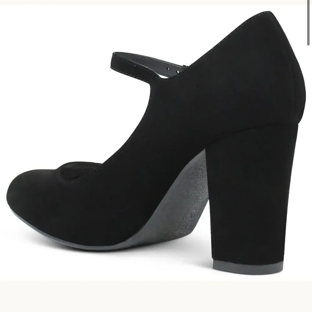 NEW Marco Women's Black Buckle Strap Mary Jane Mid-rise Chunky Heel Size 9 - Picture 5 of 6